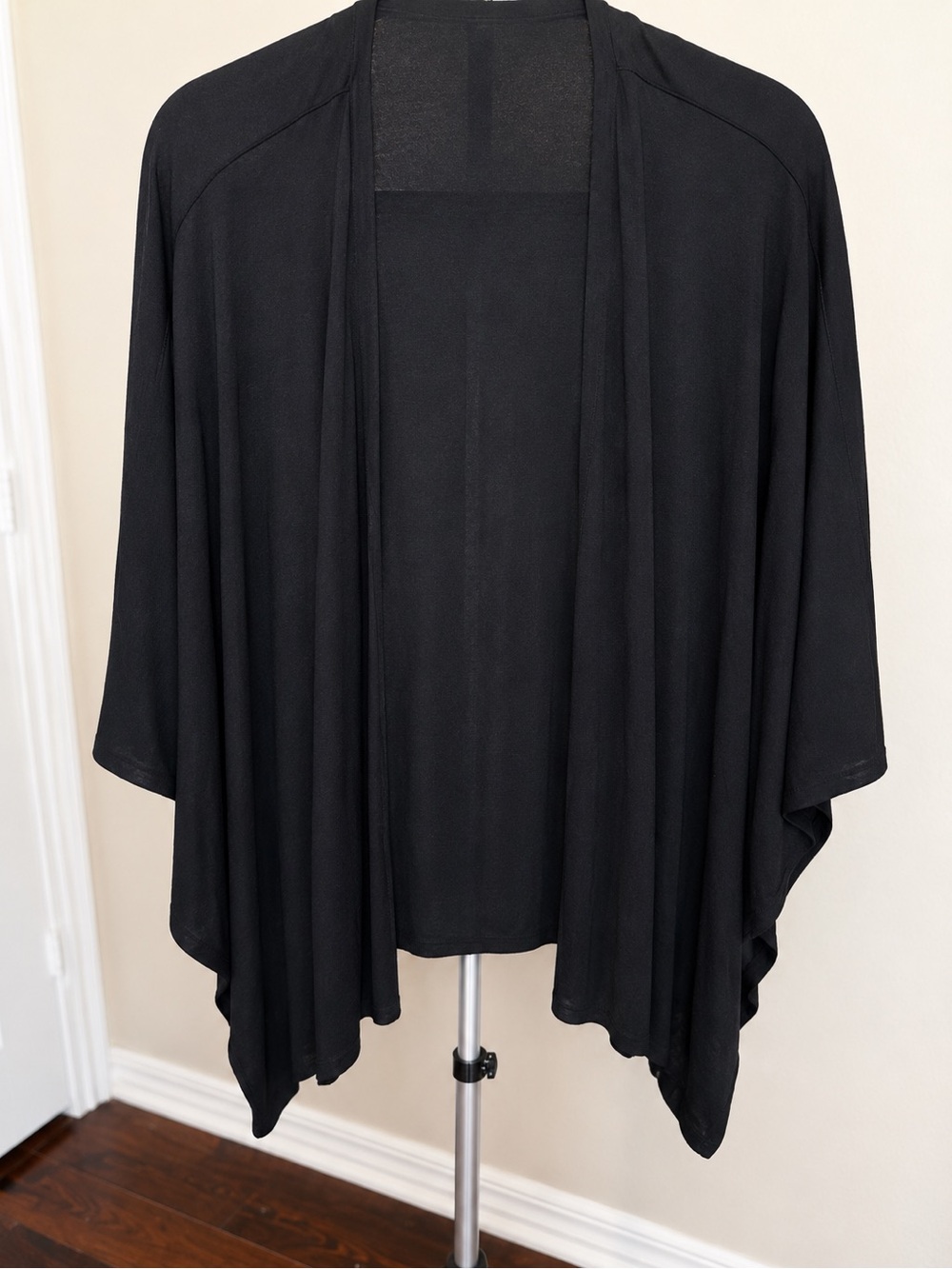 Black Draped Open-Front Women's Sweater Cardigan